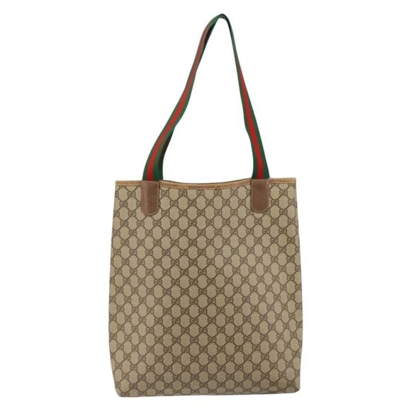 GUCCI GG Supreme Web Sherry Line Tote Bag PVC Beige Gold 89 02 003 Auth 130821 - Picture 3 of 16